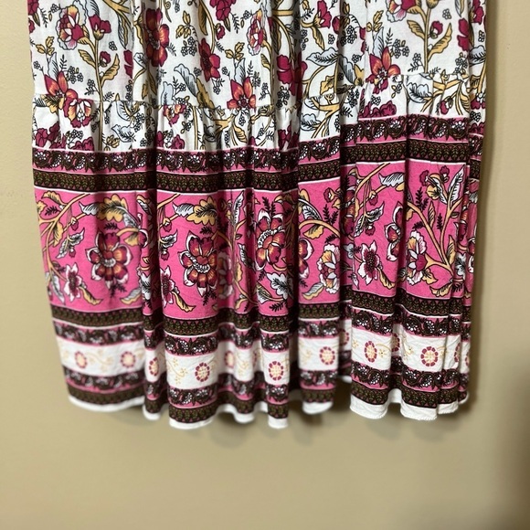 NWOT Kindred Floral Boho Pink Rayon Midi Sun Dress Size XL - Picture 8 of 10